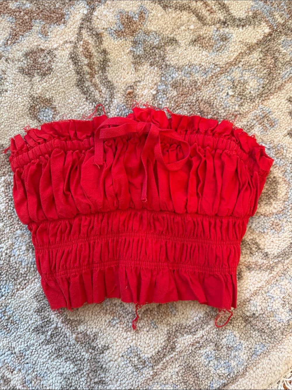 Free People Red Smocked Tube Top - Women's Strapless Crop s/m